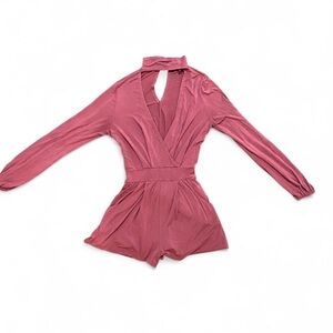 Lulu's Dusty Rose Long Sleeve Romper